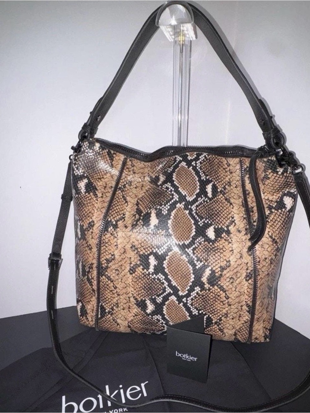 Botkier Brown and Black Snake-Print Shoulder Bag